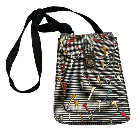 Nicole Miller Handbags - Nicole Miller Jane Dough Take Cover Golf Tees Print Crossbody Organizer